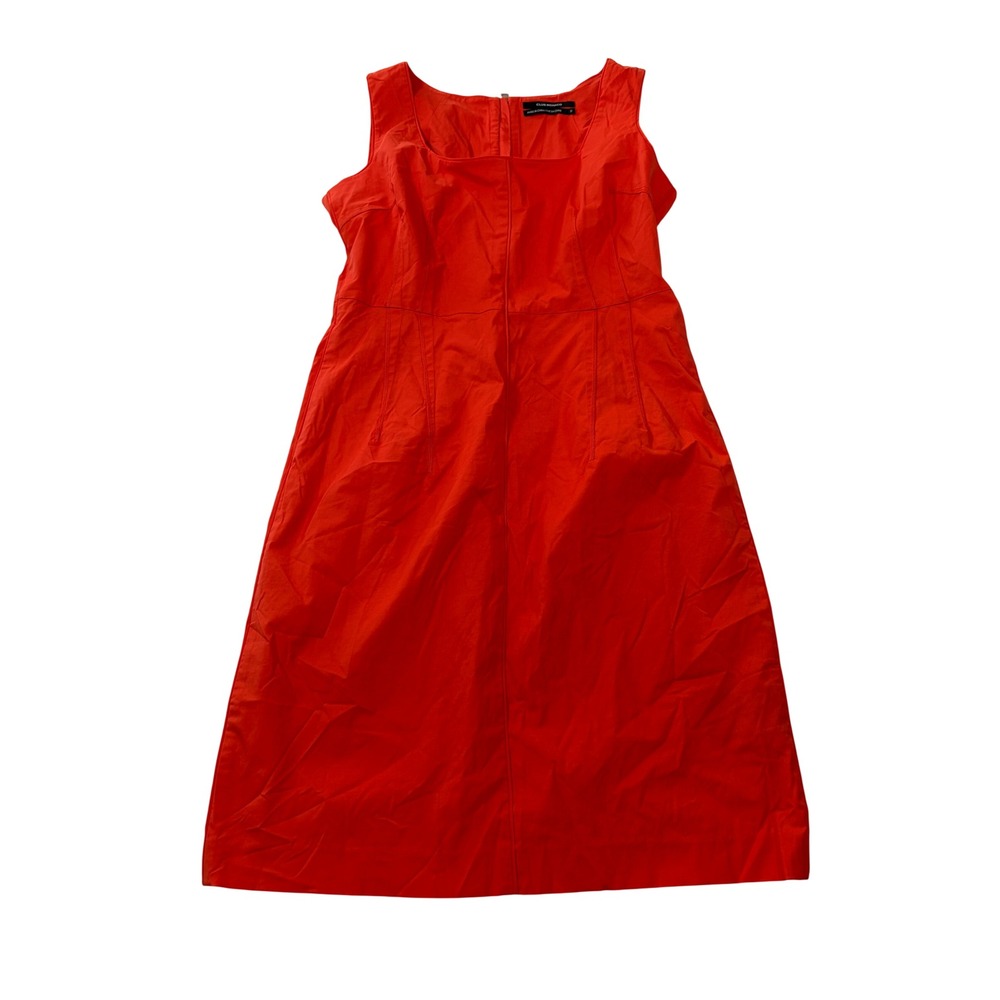 Club Monaco Red Square Neck Sleeveless Sheath Dress Size 8 Exposed Back Zip